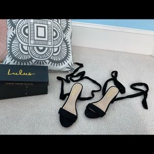 Trinidad Black Suede Lace-Up Heels Lulus